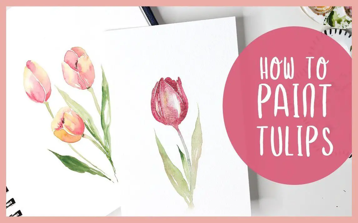 Simple Tulip Painting in Watercolor