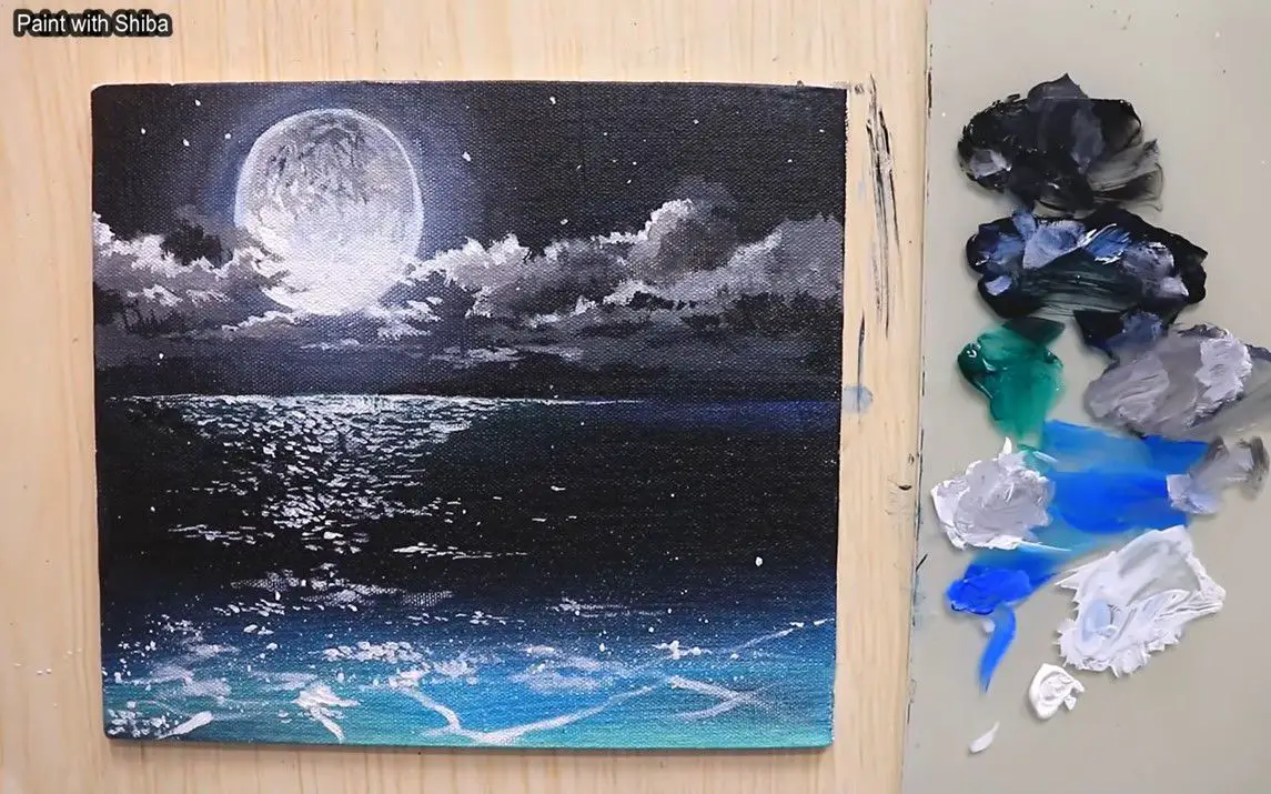 Beautiful Painting of Water at Night